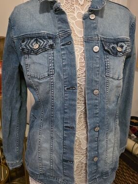 LuLaRoe Light Blue Embroidered Denim Jacket